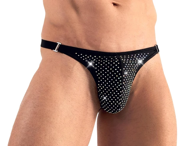 Svenjoyment - strasszos férfi tanga (fekete)