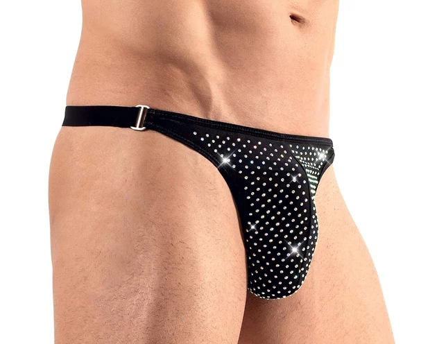 Svenjoyment - strasszos férfi tanga (fekete)