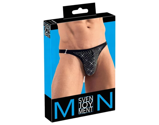 Svenjoyment - strasszos férfi tanga (fekete)