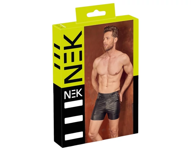 NEK - hosszított, fém csatos férfi short (fekete)