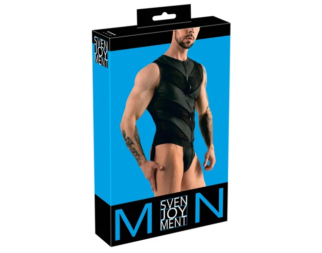 Svenjoyment - cipzáras férfi body (fekete)