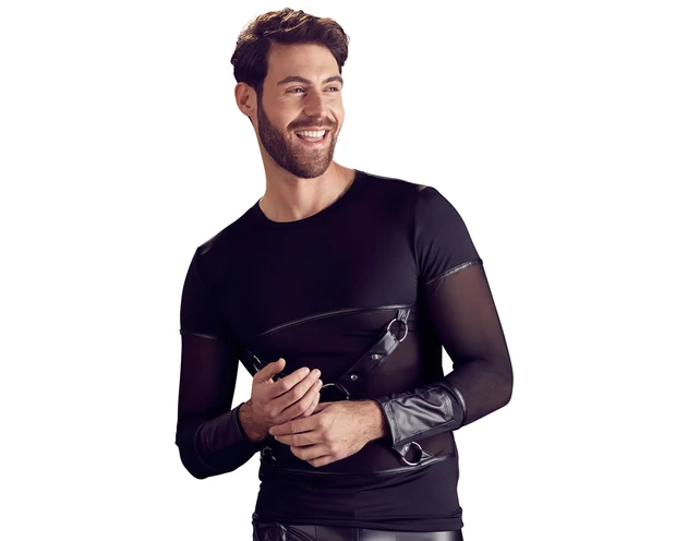 NEK - keresztpántos hosszúujjú férfi felső (fekete)