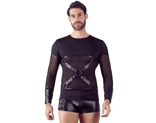 NEK - keresztpántos hosszúujjú férfi felső (fekete)