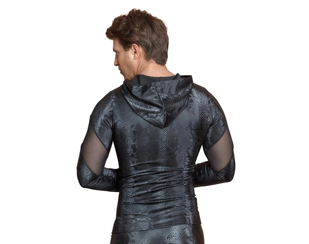 NEK - kígyóbőr mintás, kapucnis férfi felső (fekete)