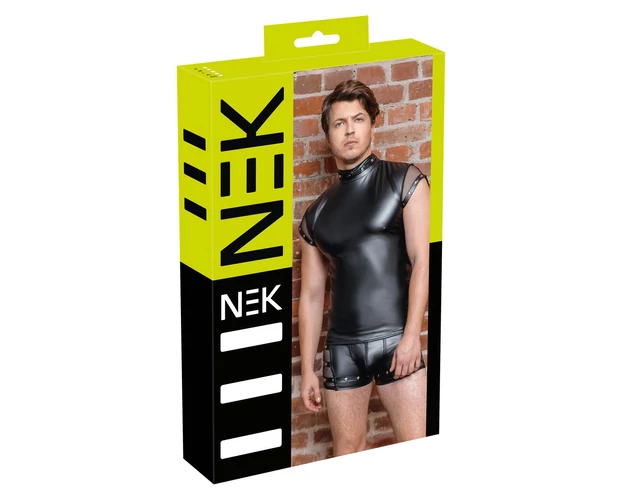 NEK - szegecses, necc betétes férfi felső (fekete)