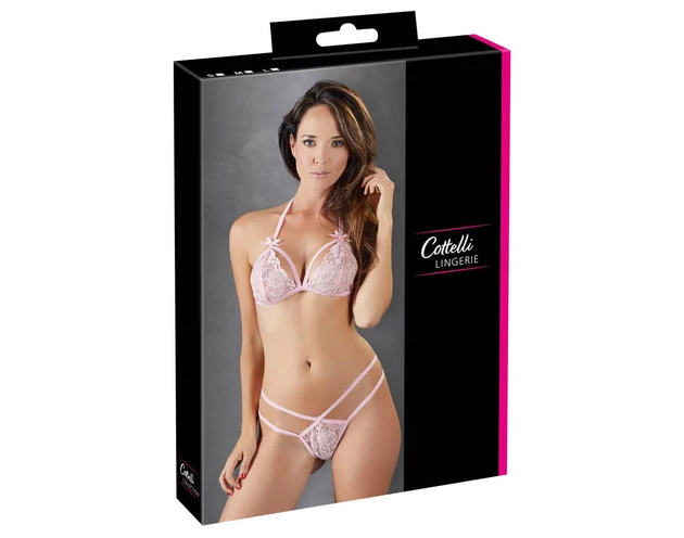 Cottelli - nyitott, csipke melltartó szett (pink)