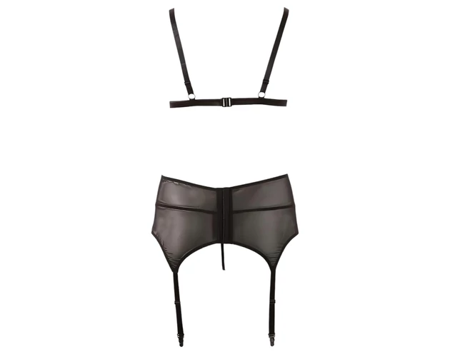 Cottelli Plus Size - Csipke fehérnemű trió (fekete)