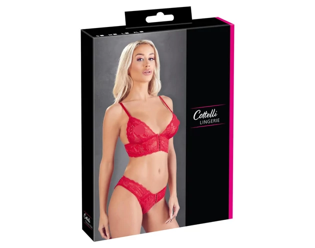 Cottelli - virágos csipke melltartó szett (piros)