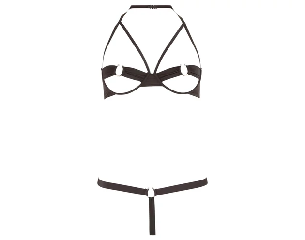 Cottelli - Fém gyűrűs melltartó szett (fekete)