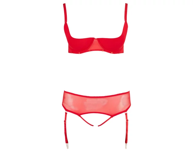 Cottelli Plus Size - variálható fehérnemű duó (piros)