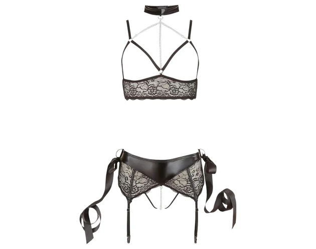 Cottelli Bondage - csipkés fehérnemű szett (5 részes)