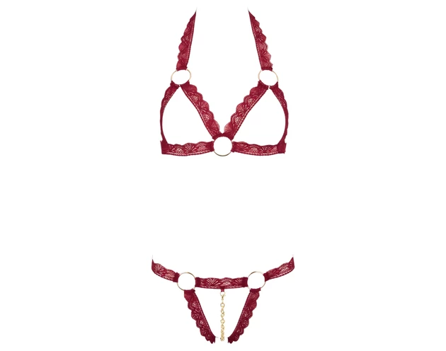 Cottelli - fém gyűrűs, nyitott melltartó szett (piros)