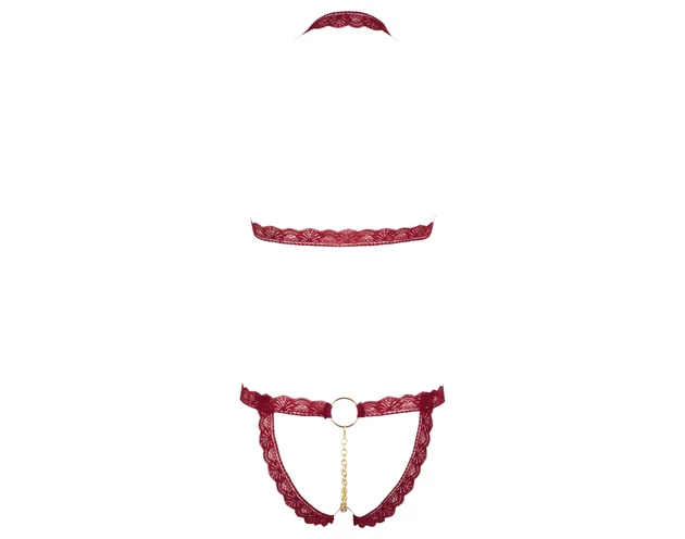 Cottelli - fém gyűrűs, nyitott melltartó szett (piros)