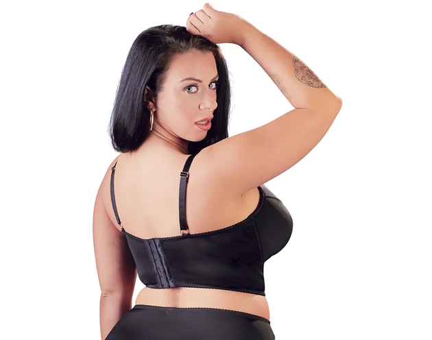 Cottelli Plus Size - pántos-csipkés melltartó (fekete)