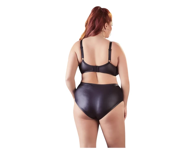 Cottelli Plus Size - keresztpántos melltartó és bugyi (fekete)
