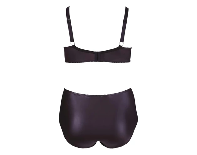 Cottelli Plus Size - keresztpántos melltartó és bugyi (fekete)