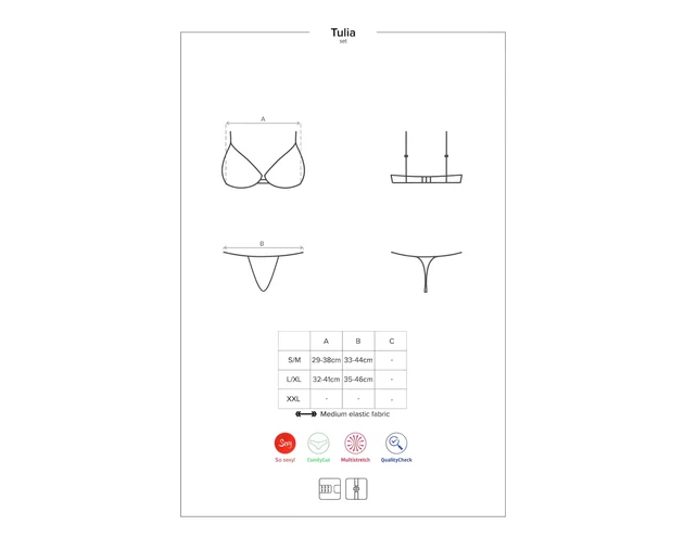 Obsessive Tulia - csipkés fehérnemű szett (fekete-pink)