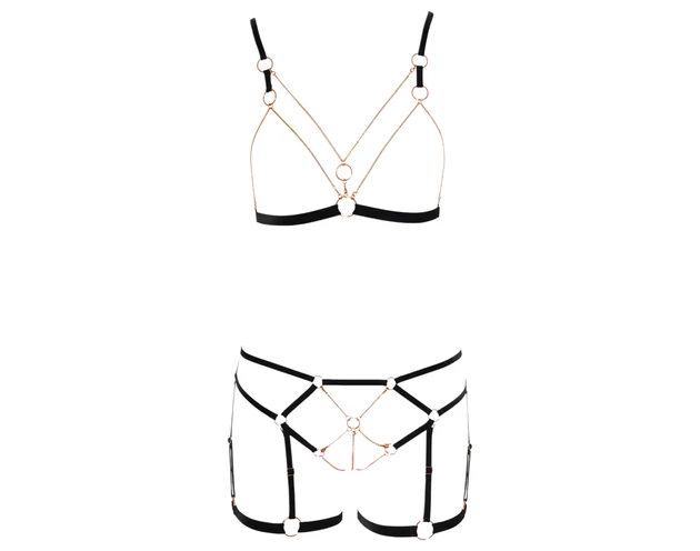 Cottelli - láncos, dísz testhám - 2 részes (fekete)