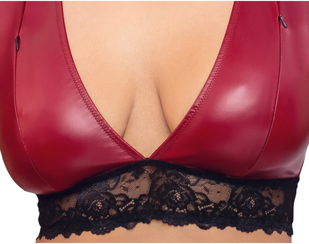 Cottelli Bondage Plus Size - csipkés melltartó szett (piros)