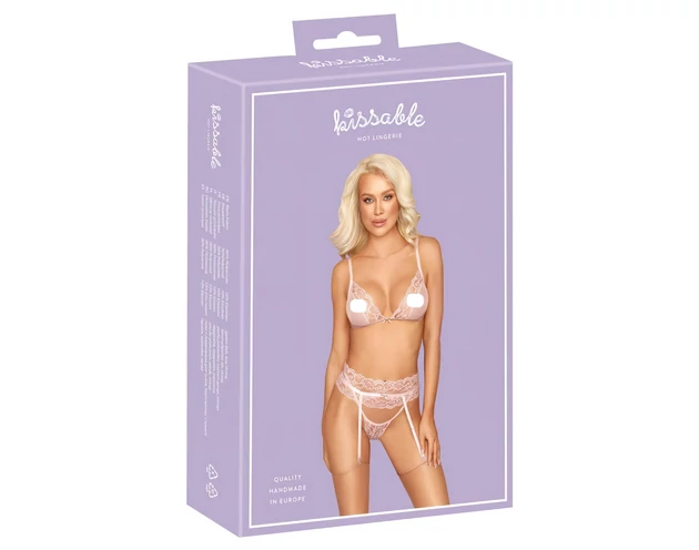 Kissable - csipke fehérnemű szett (pink)