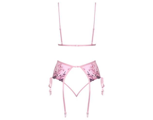 Kissable - rózsás hímzéses fehérnemű szett (pink)
