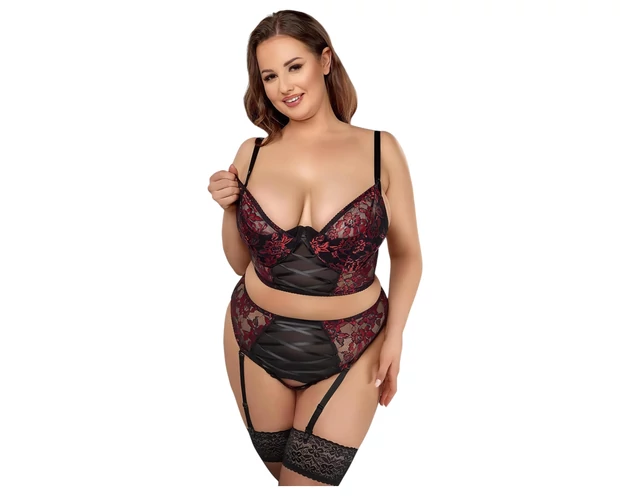 Cottelli Plus Size – melltartó szett (piros)