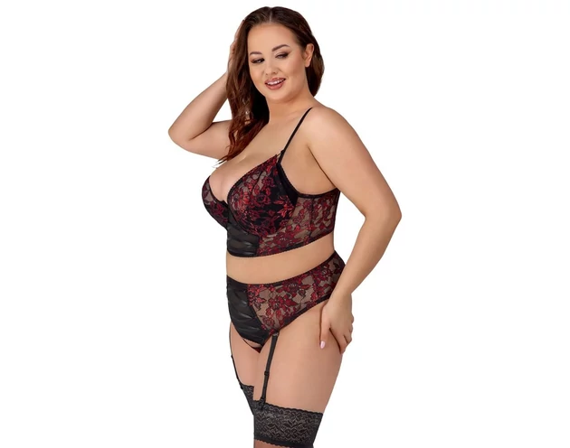 Cottelli Plus Size – melltartó szett (piros)