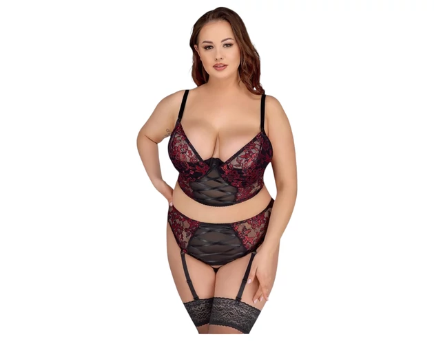 Cottelli Plus Size – melltartó szett (piros)