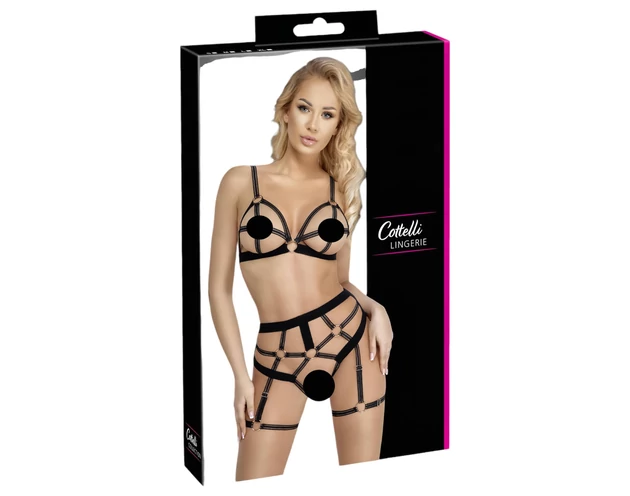 Cottelli - kétrészes testhám szett (fekete)