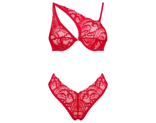 Obsessive Atenica - keresztpántos fehérnemű szett (piros)