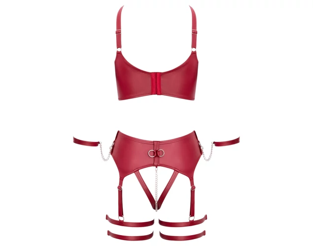 Cottelli Bondage - keresztpántos melltartó szett (piros)