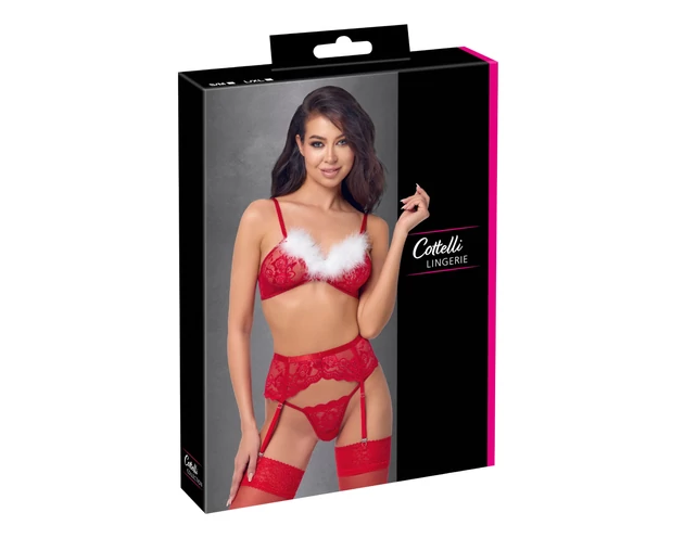 Cottelli - csipkés karácsonyi melltartó szett (piros)