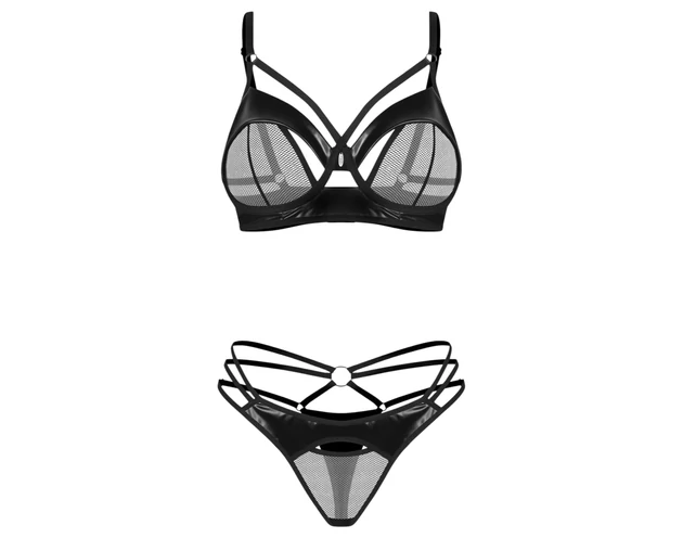 Obsessive Dominna - pántos melltartó szett (fekete)
