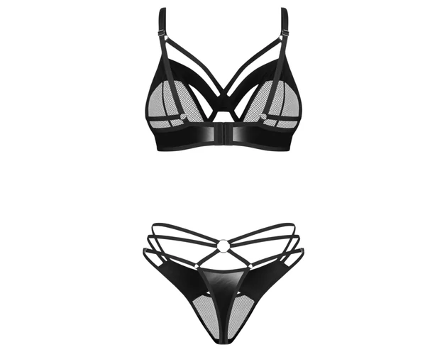 Obsessive Dominna - pántos melltartó szett (fekete)