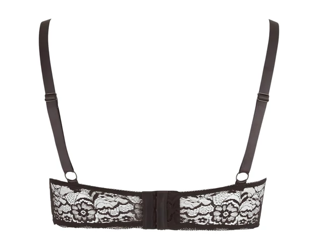 Cottelli Plus Size - pántos, gyűrűs mellemelő (fekete)