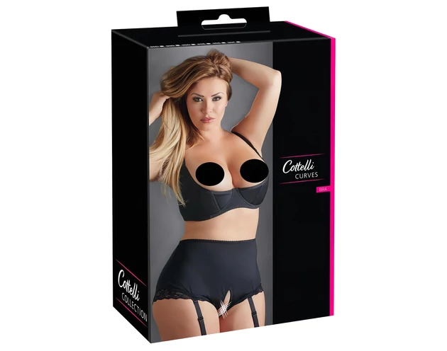 Cottelli Plus Size - merevített mellemelő (fekete)