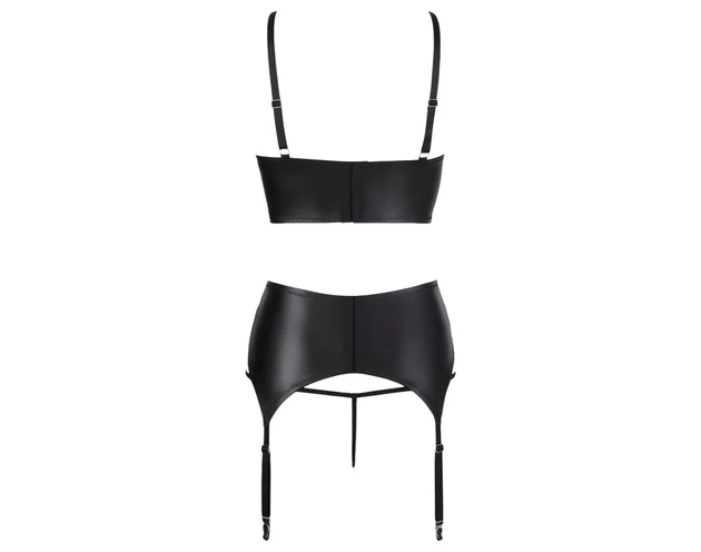 Abierta Fina - szikrázó pántos-csipkés fehérnemű szett (fekete)