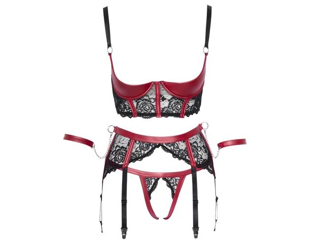 Cottelli Bondage - Matt, csipkés mellemelő szett (piros)