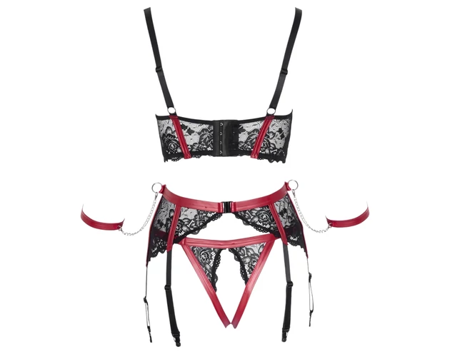 Cottelli Bondage - Matt, csipkés mellemelő szett (piros)