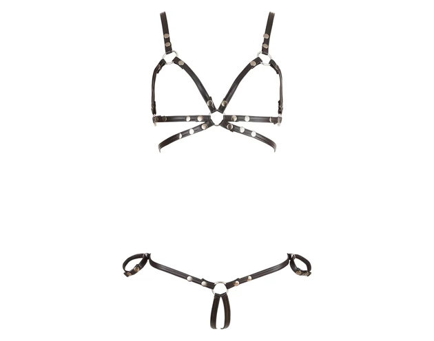 Cottelli Bondage - fényes dísz testhám bikini (fekete)