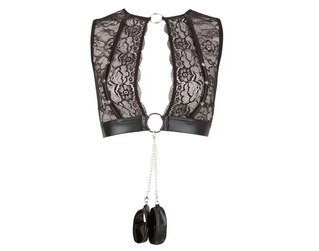 Cottelli Bondage - csipkés fehérnemű szett (4 részes)