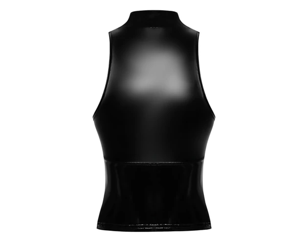 Noir - fényes cipzáras top (fekete)