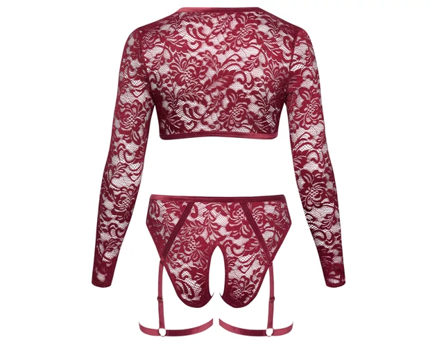 Cottelli Curves - hosszú ujjú csipke szett (piros)