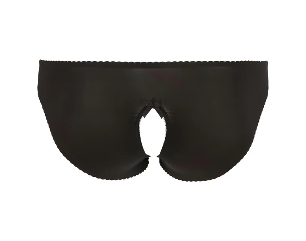 Cottelli Plus Size - csipkés, nyitott bugyi (fekete)