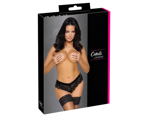Cottelli Party - láncos csipke bugyi (fekete)