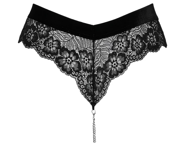 Cottelli Party - láncos csipke bugyi (fekete)
