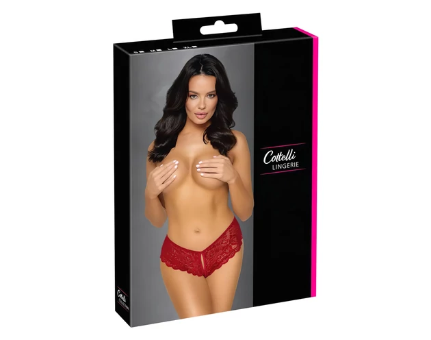 Cottelli - nyitott csipke bugyi (piros)