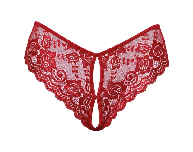 Cottelli - nyitott csipke bugyi (piros)