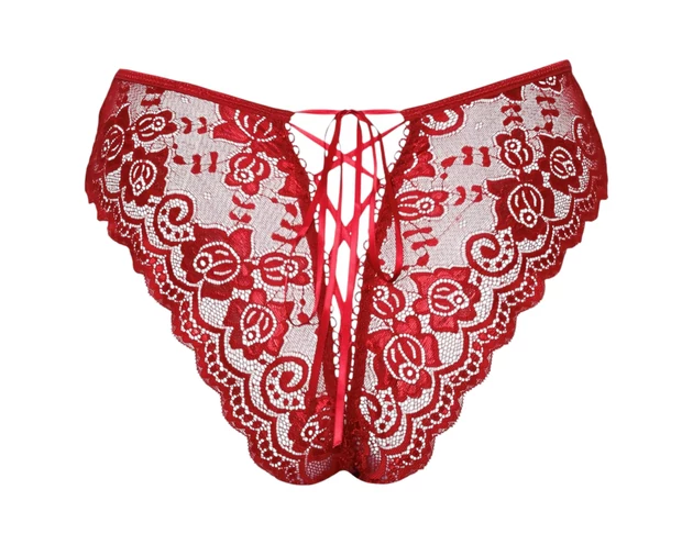 Cottelli - nyitott csipke bugyi (piros)