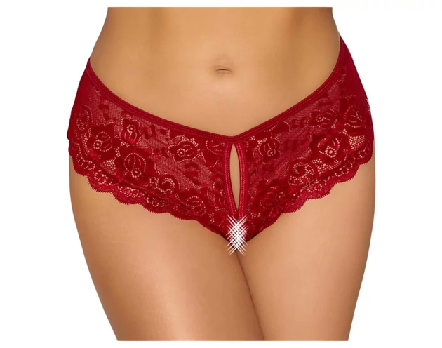 Cottelli - nyitott csipke bugyi (piros)